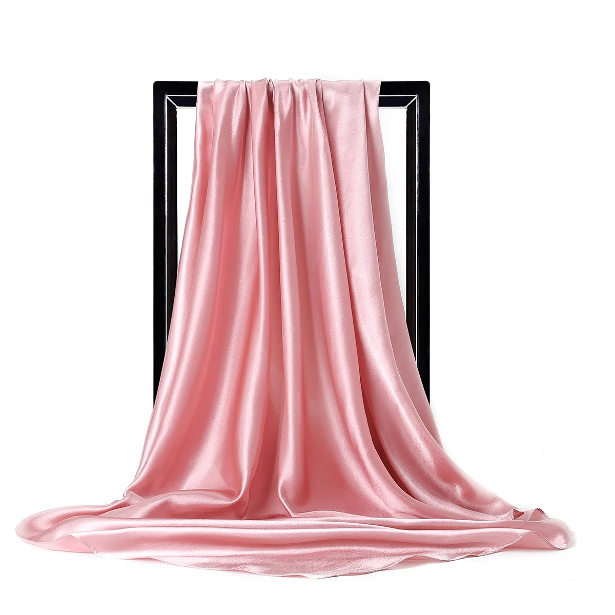 High Quality 90*90cm Square Silk Scarf  Female Plain Shawls and Wrap Office Lady Hair Neck Foulard India Muslim Headscarf Pareo 4