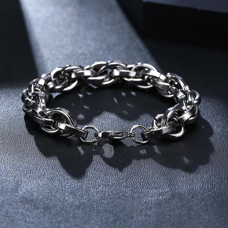 Men Twisted Rope Chain Bracelet Huge Heavy Stainless Steel Cage Link Brazalets - Image 5
