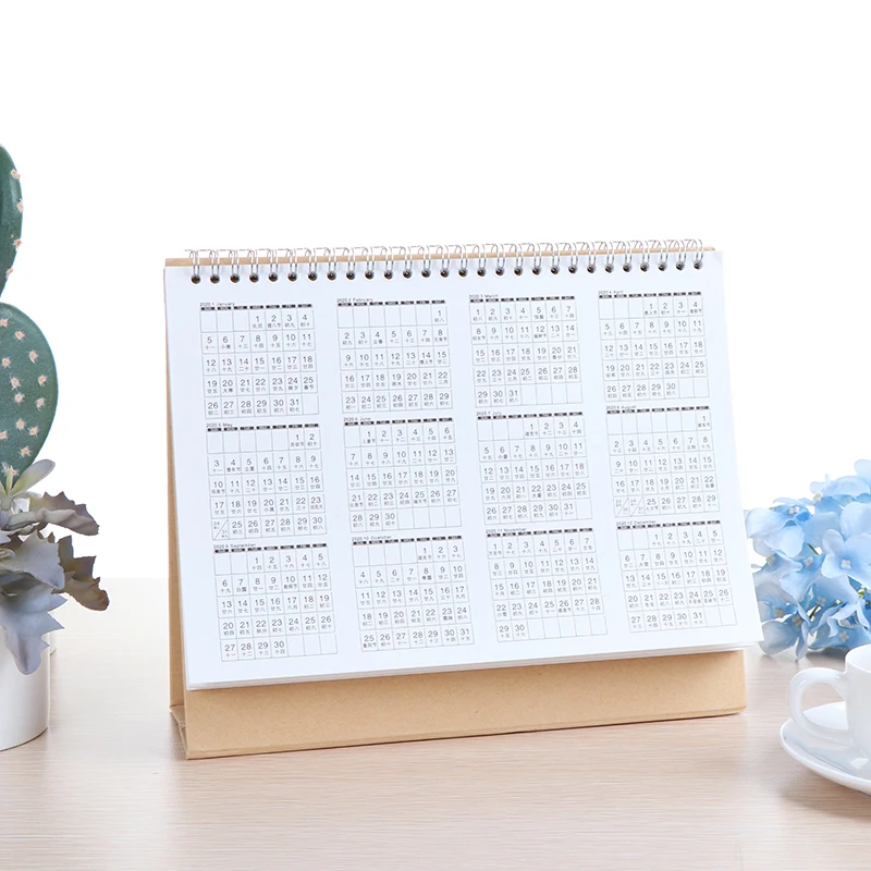 Деликатный 2020 Настольный настенный календарь 2019 Ежемесячный план ежедневный планировщик расписаний Kawaii школьные принадлежности
