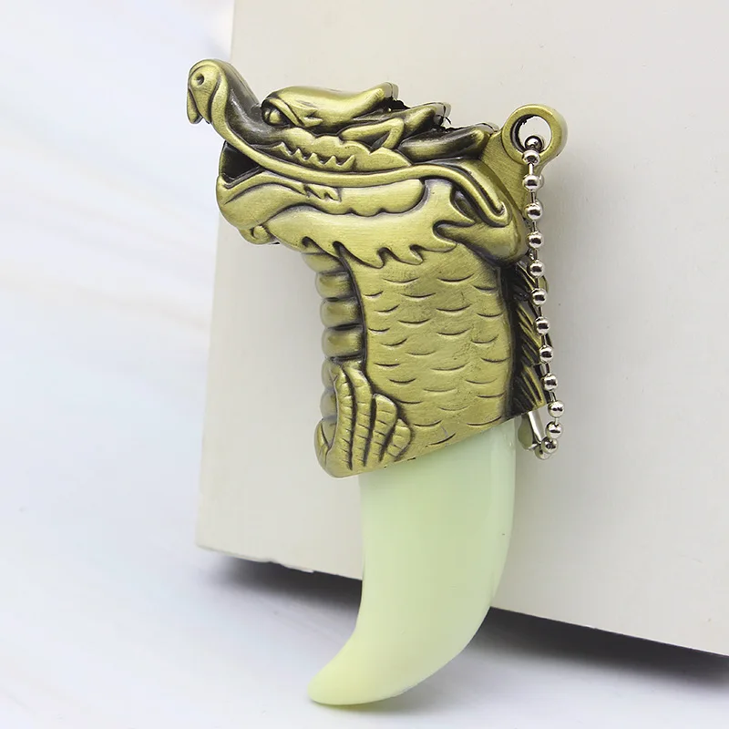 Creative Torch Jet Lighter Gas Butane Turbo Lighter Windproof Dragon Tiger Tooth Keychain Lighter Pendant For Cigar Pipe 1300 C