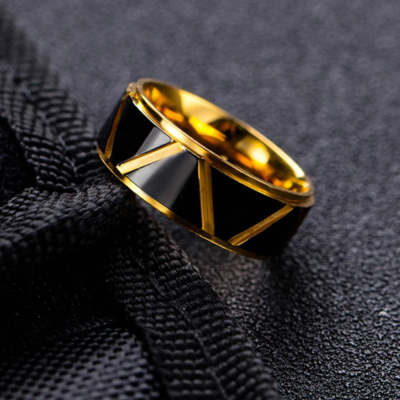 

Wedding Grid crosscut Rings for Gold 316L Stainless Steel Romantic Anniversary Women Men Jewelry