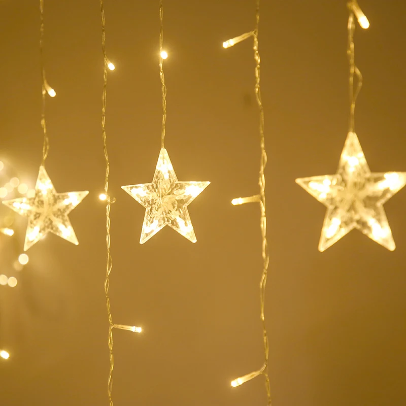 Curtain LED String Light Fairy Icicle 35M Star Christmas Garland Wedding Party Window Outdoor Decoration | Освещение