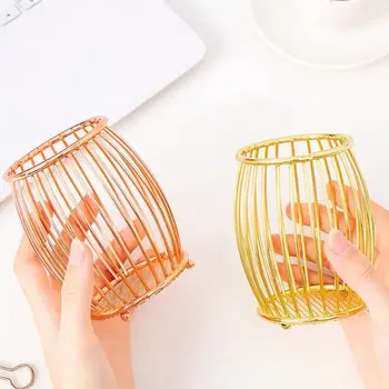 

1 pc Metal pen holder Wrought Iron Wire Pencil Holder Cosmetic Storage Box Mesh Basket desk storage shelf Stationery supplies