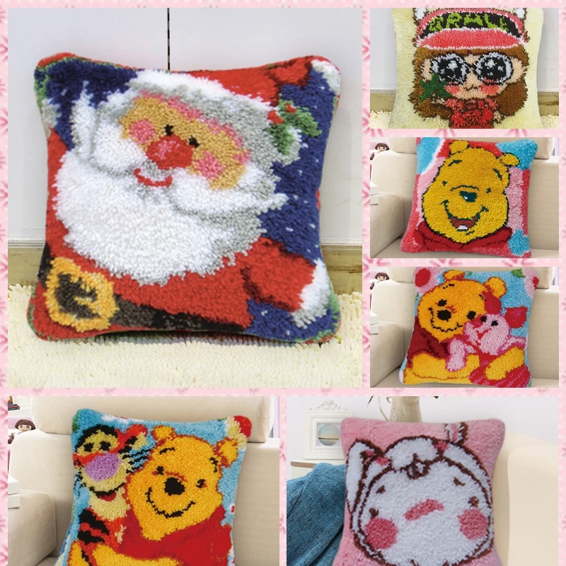 

Pulaqi DIY Latch Hook Rug Kits Carpet Embroidery Button Package For Needlework Round Cushion Cartoon Handmade Stitch 43*43 CM F