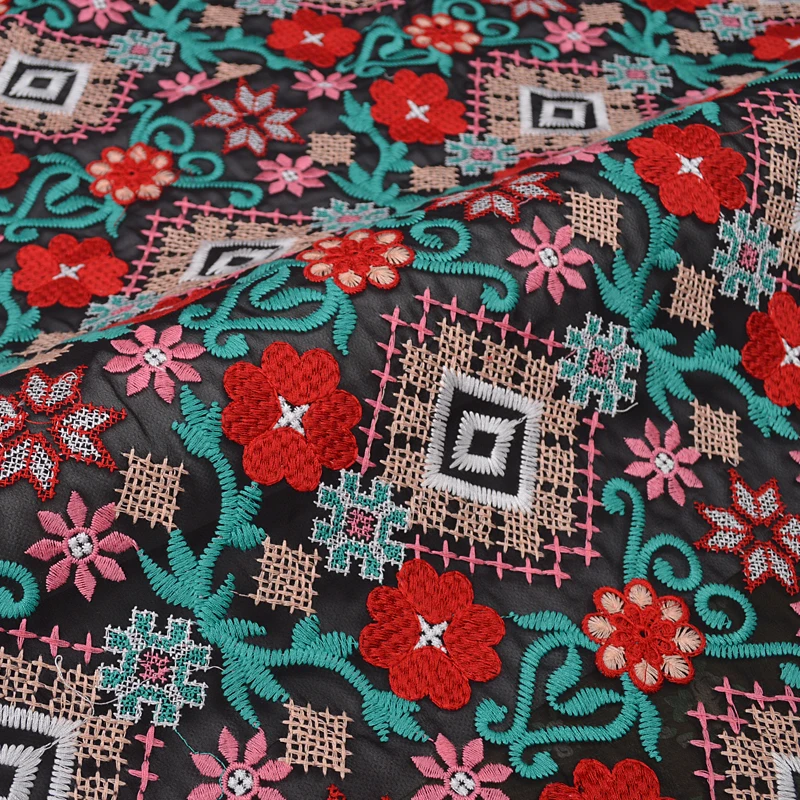 Высококачественная вышивка шифоновая Нижняя цветная одежда кружевная дизайнерская ткань для лоскутного шитья