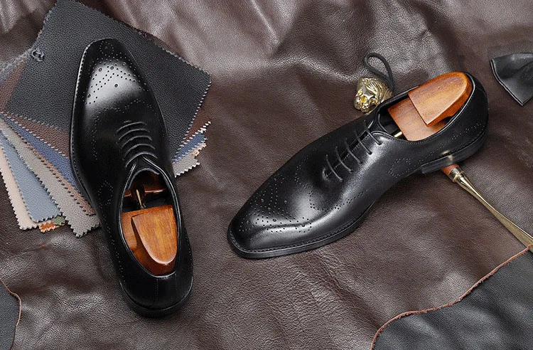 QYFCIOUFU Для мужчин s «Bullock» из натуральной кожи; нарядные туфли для мужчин Элитный бренд черный Для мужчин вечерние туфли под свадебное платье Бизнес кожаная обувь