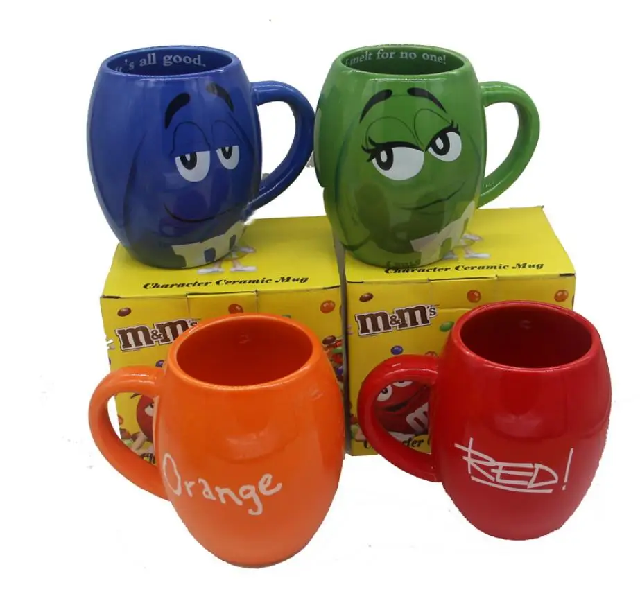 M& m бобы кофейные кружки чашки для чая и Кружки Мультфильм милый знак экспрессии большой емкости керамическая чашка Рождественский подарок