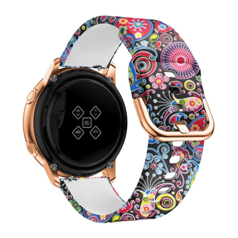 20 мм ремешок для часов для samsung Galaxy часы активное 2/42 мм Шестерни S2/спортивный ремешок силиконовый браслет с рисунком Amazfit bip Женщины ремень 42 мм