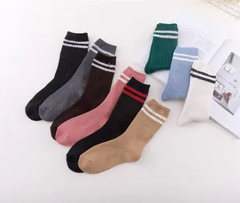 

GPLin-B8 New bold national autumn and winter two stripes pile heap women socks