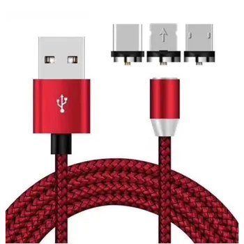 

100pcs/lot LED Fast Magnet Charger Cable 8 Pin Micro USB Type C For Phone X 7 8 6 Xiao mi 3 in 1 Magnetic Charging Cables