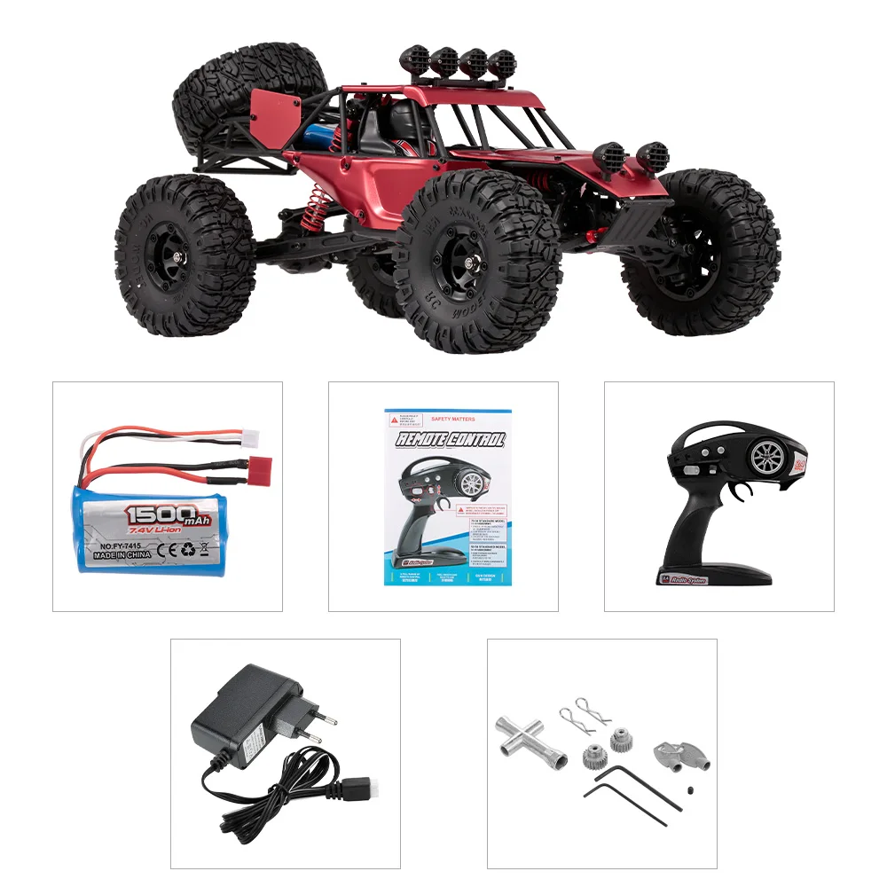 FY03H 1/12 пустынный внедорожный Багги металлический корпус 2,4 ГГц 4WD 35 км/ч высокоскоростной пульт дистанционного управления RTR RC автомобиль - Цвет: Красный