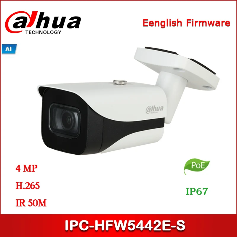 Dahua IP камера IPC-HFW5442E-S 4MP WDR IR Bullet AI сетевая камера Starlight+ IR 50M Поддержка POE