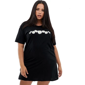 

2019 Plus Size 7XL-XXL New Autumn Short-sleeved Loose Dress Long Section Half-sleeve Fashion Curve Button Simple Print Dress