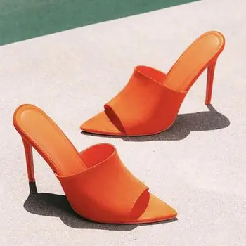 

Sandals 2020 candy color fashion all-match super high heel extra large size high heel sandals and slippers