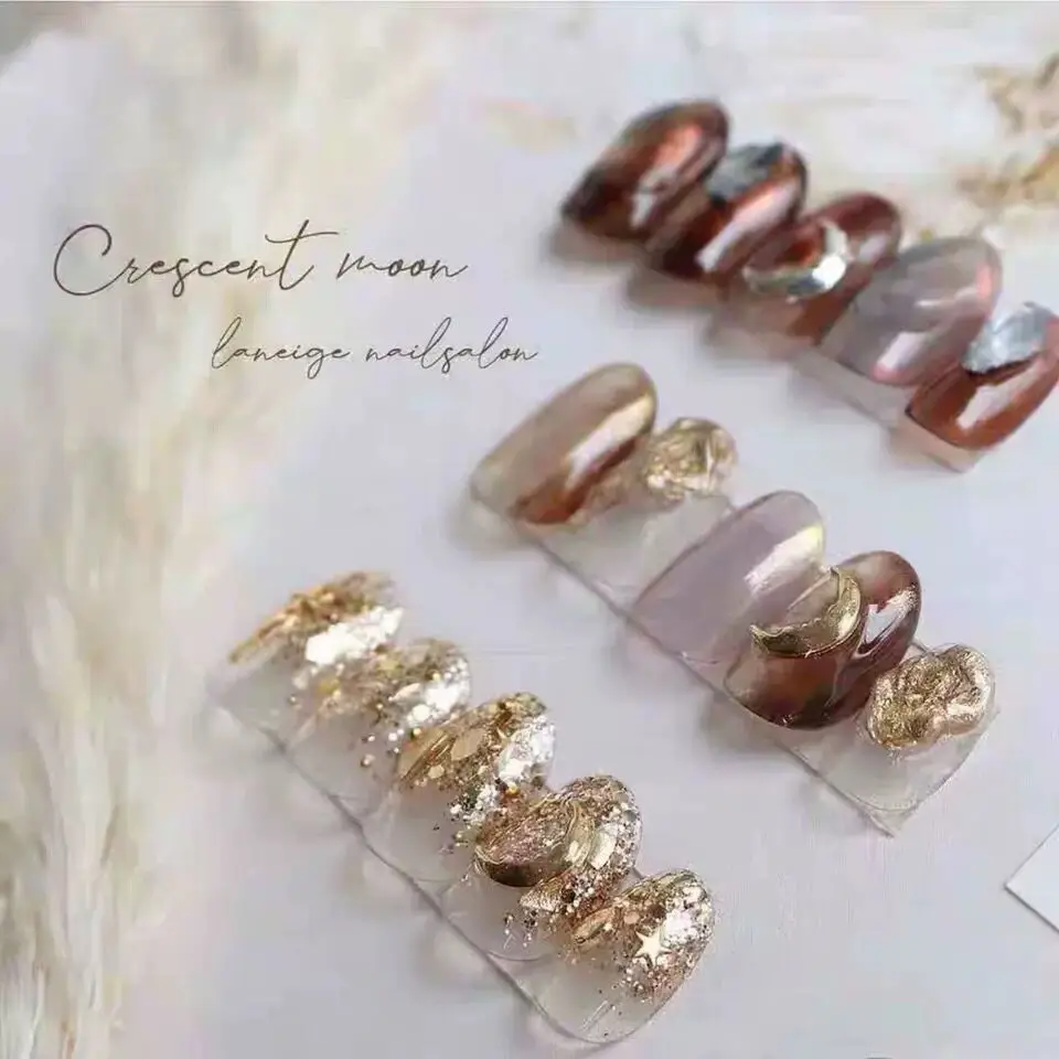20PCs INS Moon Alloy Nail Art Decorations Rose Gold 3d New Arrive Charms Nail Studs DIY Manicure Japanese Jewelry Accessory Hot