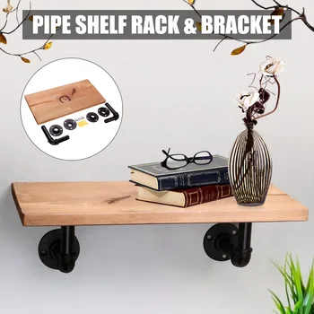 

Wood board Black Iron Industrial Pipe Shelf Bracket Holder Rack DIY Retro Wall Floating Shelf Home Office Decor Storage Holders