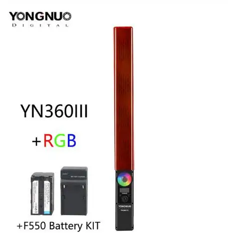 YONGNUO YN360 III YN360III ручной светодиодный светильник для видео с сенсорным регулированием Bi-colo 3200k до 5500k RGB цветовая температура с пультом дистанционного управления - Цвет: YN360III battery kit