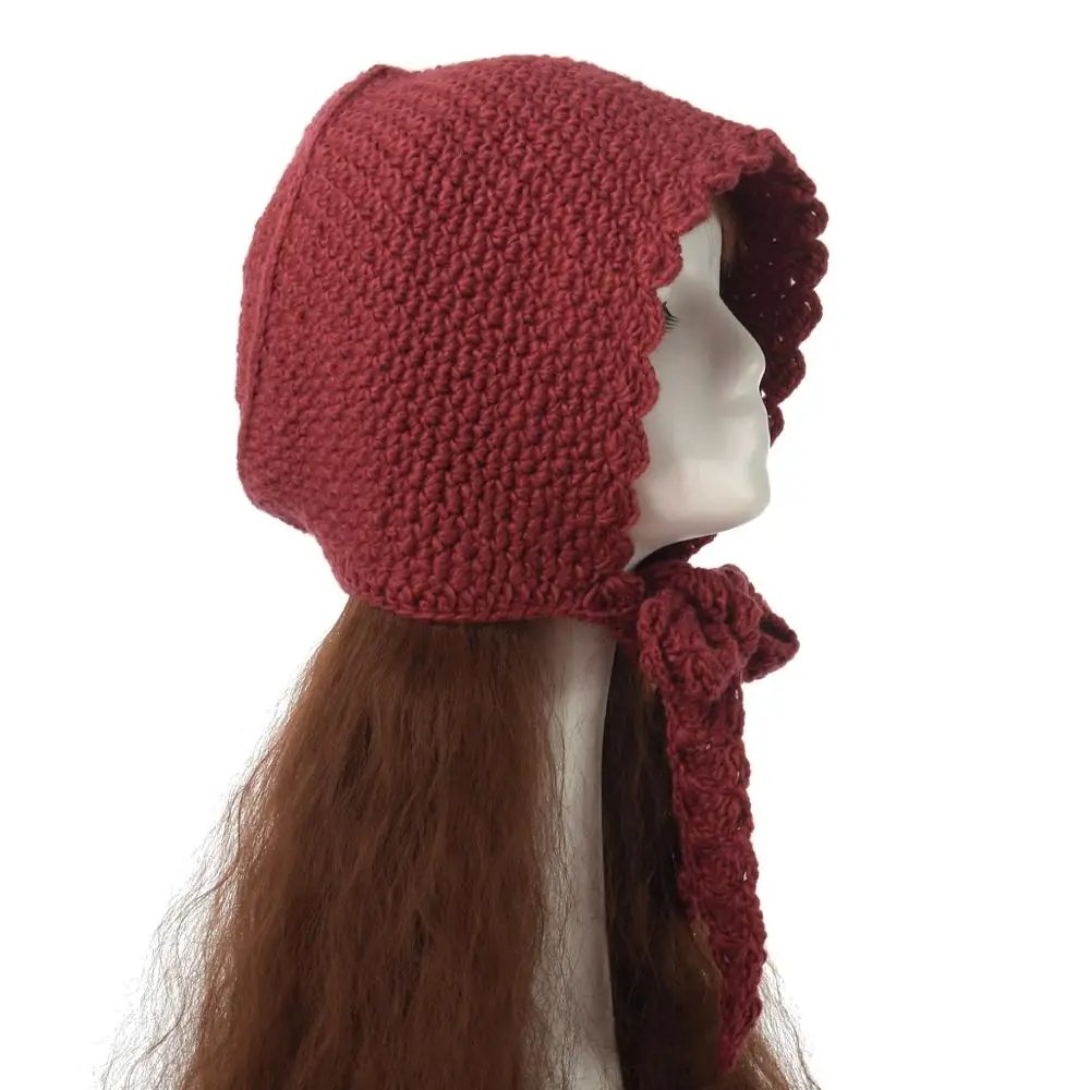 Женская вязаная шапка в винтажном французском стиле, зимняя шапка