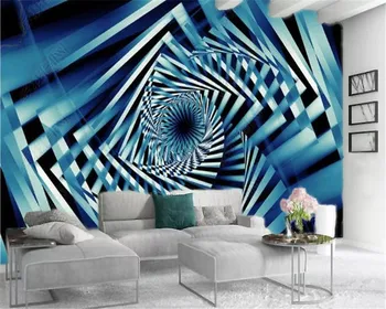 

3d Photo Wallpaper Mural Extended Space Rotating Geometry Digital Printing HD Decorative Beautiful Wallpaper