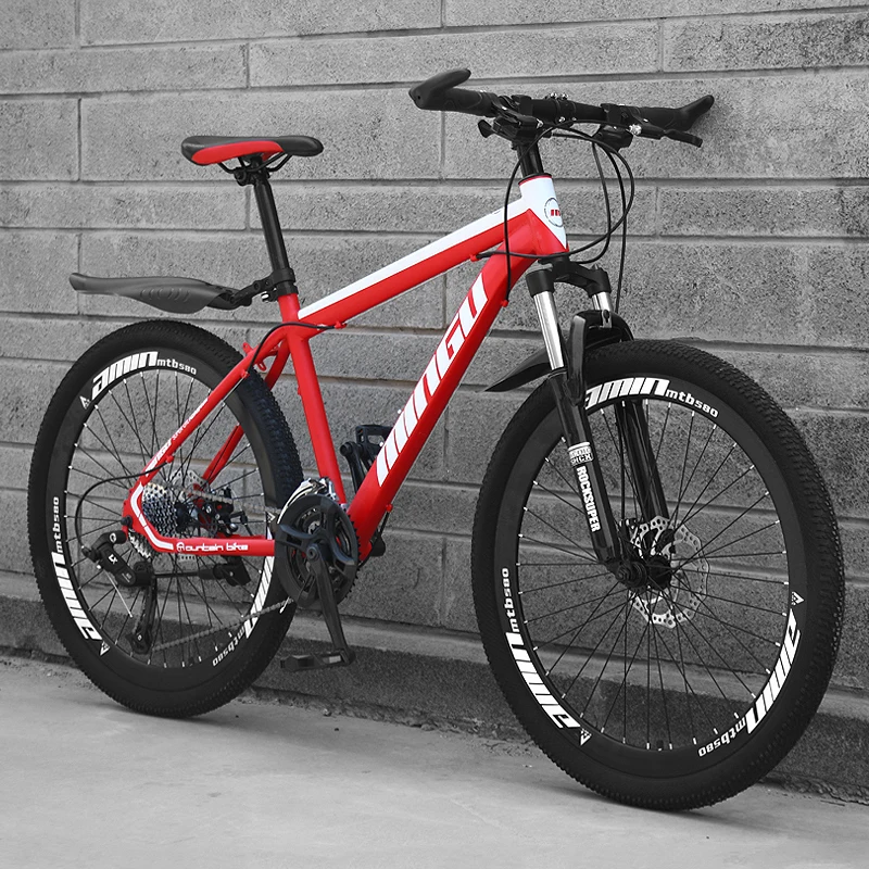 Excellent Mountain Bike Speed Off-road Double Disc Brakes Oil Brake Shock Absorber Road Racing Light Student Adult Sports Car 4