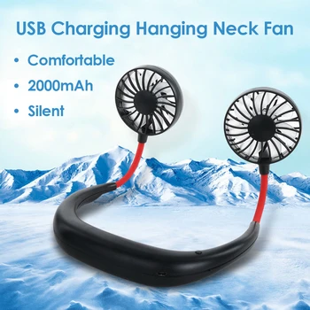 

Mini Personal Neck Fan USB Rechargeable Wearable Portable Neckband Sports Fan Easy Cool Purifies Air Cooling Fan