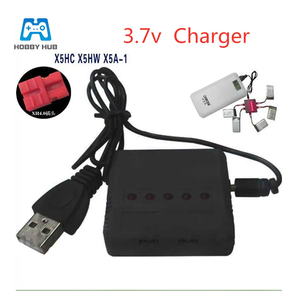 

3.7V 500mah Multiple-pin Plug (4-In-1)(5-In-1) XH4.0 Plug Charger For Syma X5HC X5HG X5HW X5A-1 RC toys Lipo battery USB charger