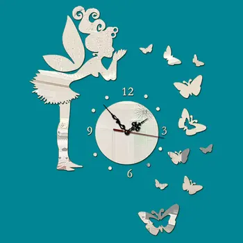 

Creative Fairy Acrylic Wall Clock Home Decoration Mirror Wall Sticker Wall Clock
