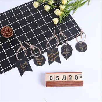 

1000Pcs/ Lot Black Bronzing Letter Card Blessing Tag Baking Cake Biscuit Box Decoration thank you Tag