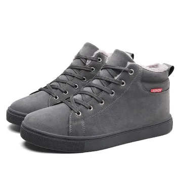 

Men Plush Ankle Boots New Fashion Winter Warm Snow Boots Man Outdoor Winter Sneakers Lace Up Leather Shoes Flats Male SnowBoots