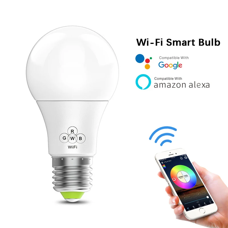 Dimmable 4.5W/ 7W E27 WiFi Smart Light Bulb LED Lamp App Operate Alexa Google Assistant Voice Control Wake up Smart Lamp
