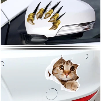 

Car Reflective Stickers And Decals 3D Cute Funny Cat Body Stickers Animal Rearview Mirror Styling Personalized Graphics For Cars