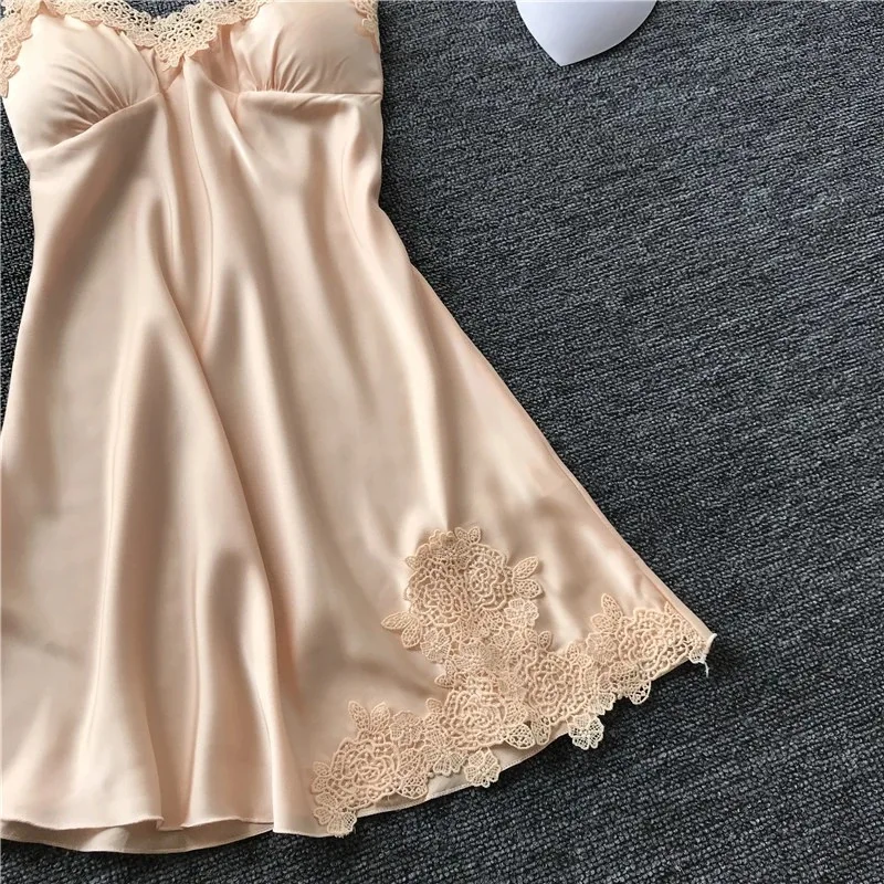 Women's Sexy Lingerie Silk Nightgown Summer Dress Lace Night Dress Sleepwear Babydoll Nightie Satin Homewear Chest Pad Nightwear women lingerie,women lingerie set,women nightgowns,women nightdresses,sleeping dress