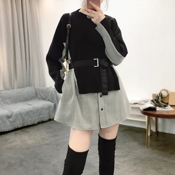 

SuperAen 2020 Springa Nd Autumn New Pullovers Sweaters Korean Style Wild Casual Ladies Sweaters Fake Two-piece Knit Tops Female