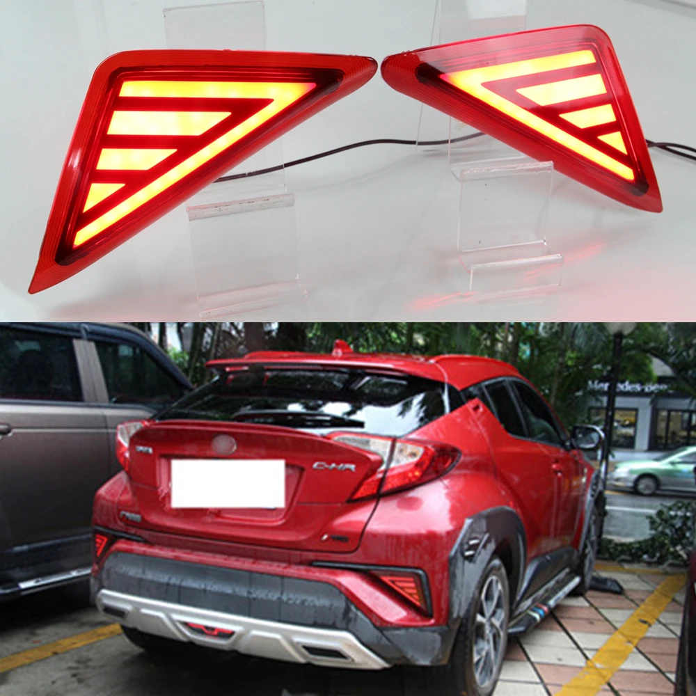 For Toyota C-HR CHR Multi-functions Car LED Rear Fog Lamp Bumper Light Auto Bulb Brake Light Reflector