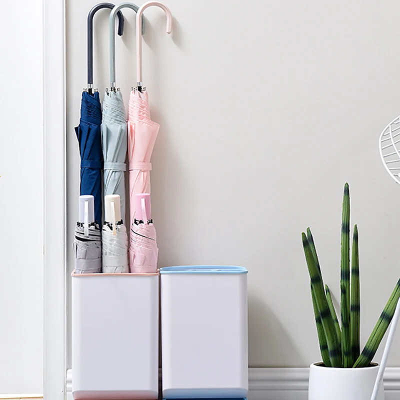 Stand For Umbrella Stand Holder Storage Rack Plastic Detachable Water-Proof Nordic Wind Six-Hole Long Handle Blue