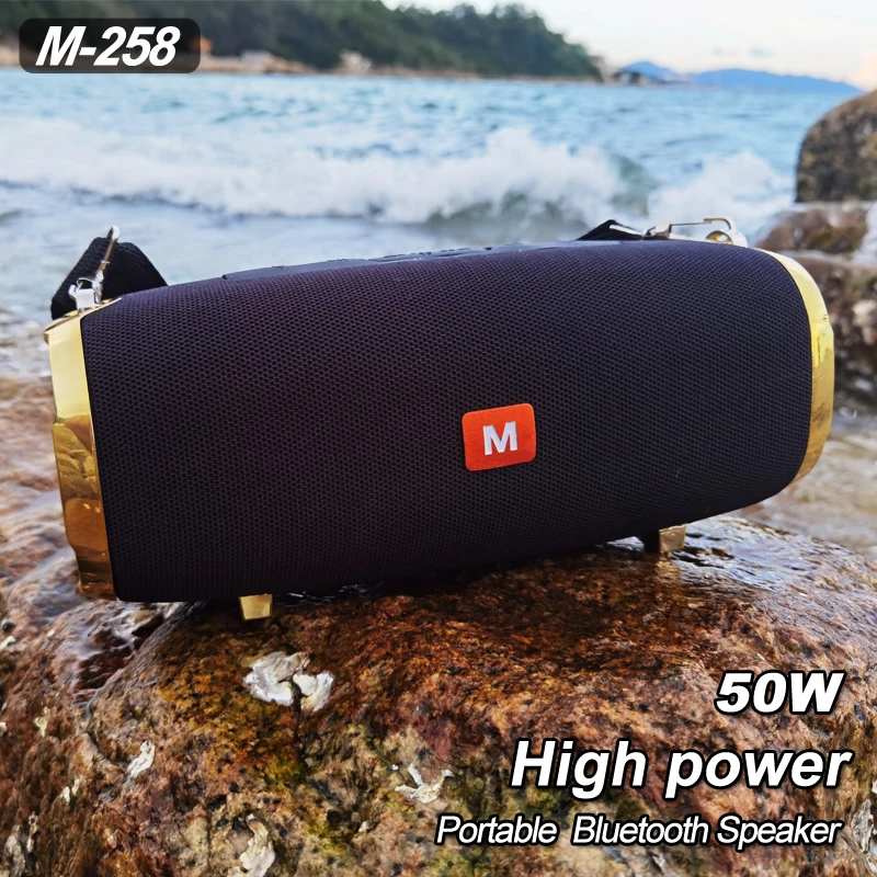 Новый мощный 50 Вт беспроводной портативный bluetooth динамик M258 стерео сабвуфер