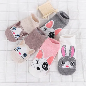 

Women Thin Sock Lovely Ladies Cartoon Dog Socks Colorful Unisex Short Casual Cotton Sox Girls Spring Summer Trendy Skarpetki