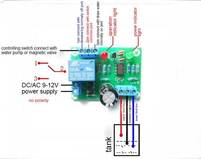 Water Level Controller Switch Liquid Level Sensor Module Automatically Pumping Drainage Protection Controlling Circuit Board