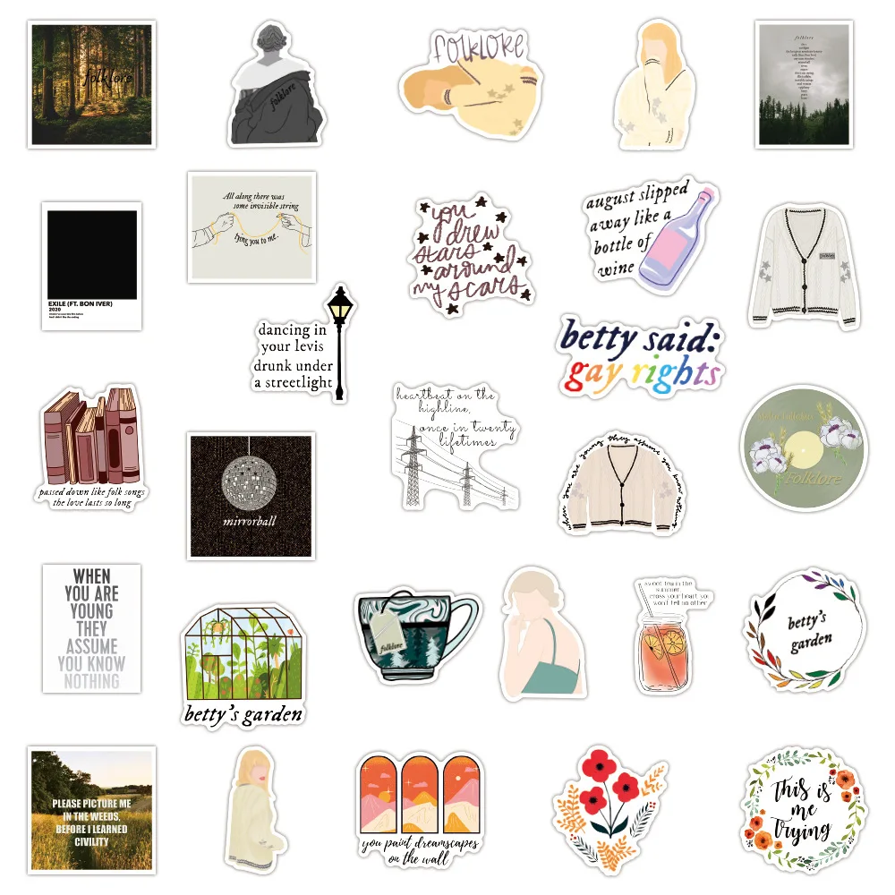 Taylor Swift Instrumental Songs  Taylor Swift Stickers Folklore -  10/30/50pcs Pack - Aliexpress