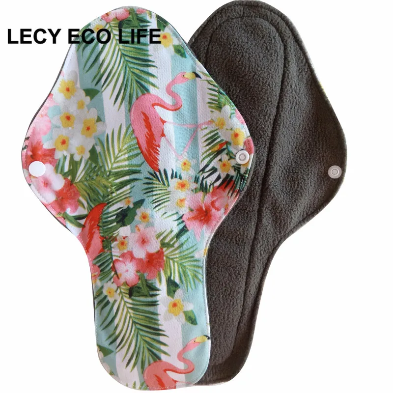 

LECY ECO LIFE bamboo charcoal reusable cloth menstrual pads waterproof heavy flow 30cm Women Feminine Hygiene sanitary pad