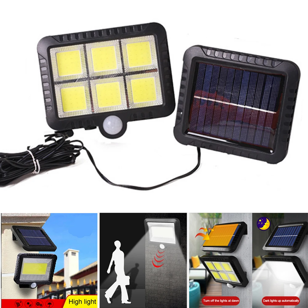 120 COB 56LED Solar Lamp PIR Motion Sensor Waterproof Outdoor Garden Wall Light