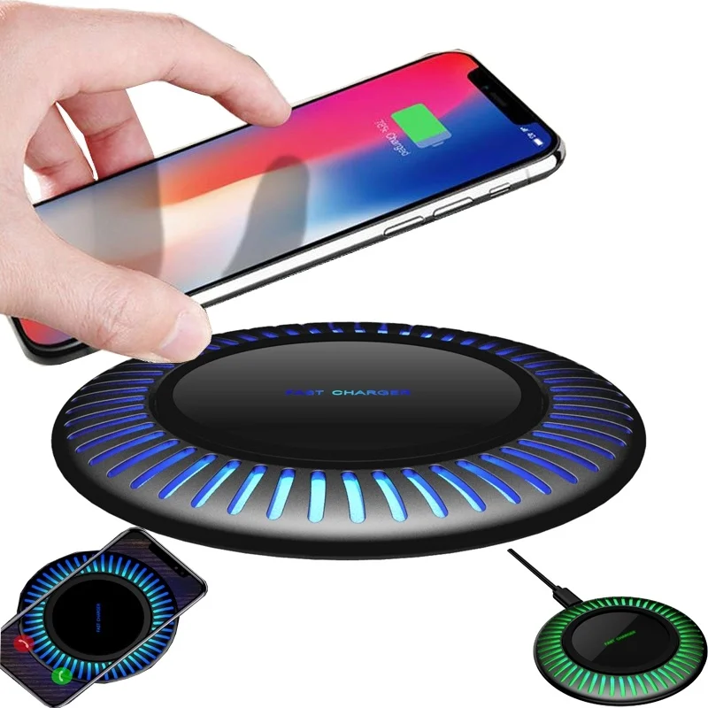 15 Вт Qi Беспроводное зарядное устройство для iPhone X XS XR 8 Plus быстрая Беспроводная зарядка для samsung S8 S9 S10 Xiaomi Mi 9 зарядное устройство