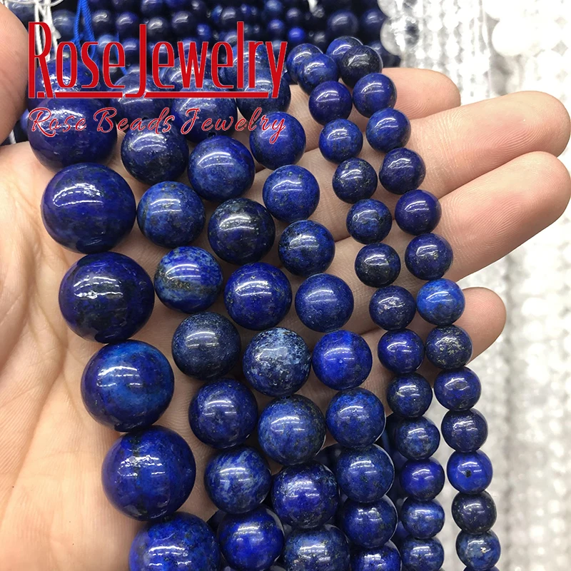6-12mm Natural Lapis Lazui Round Jewelry Gemstone Beads DIY Design Strand 15" 