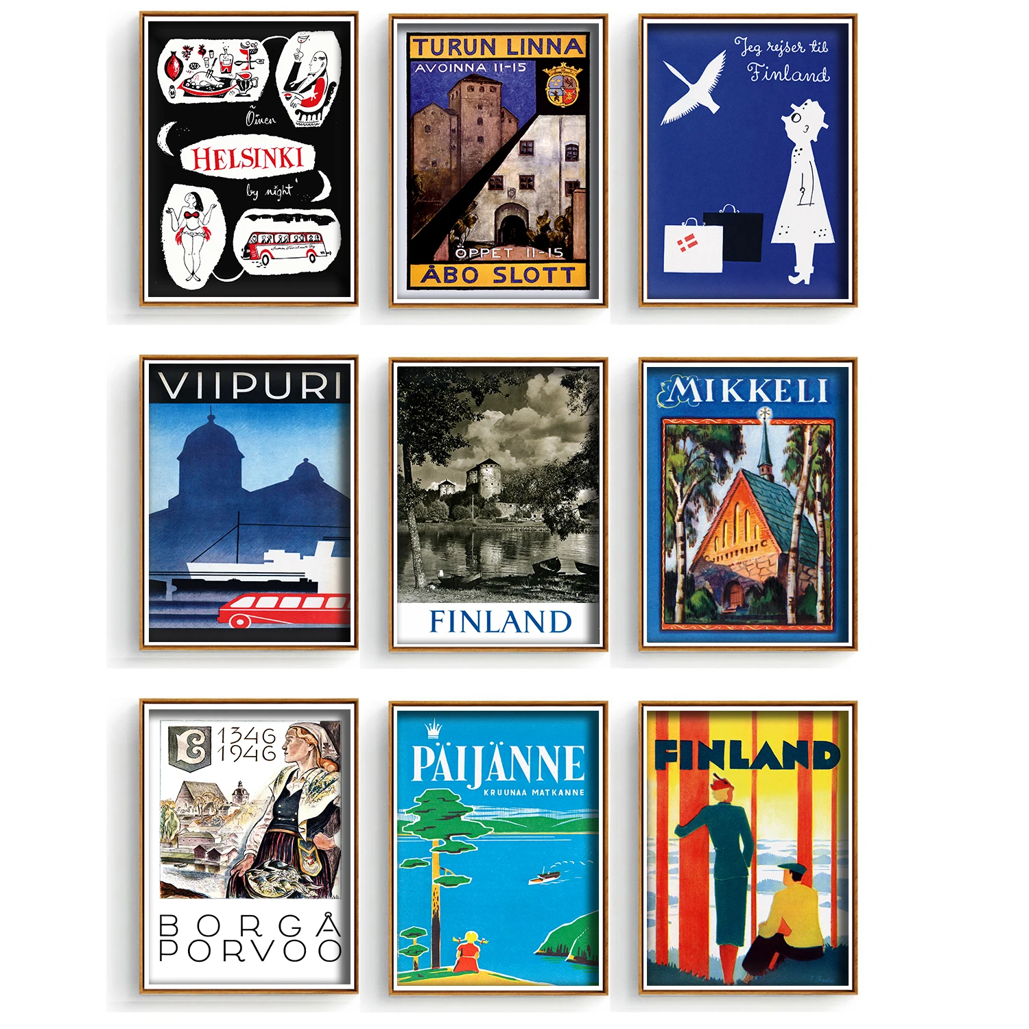 Скандинавское искусство Финляндия путешествия Ретро Карта холст живопись