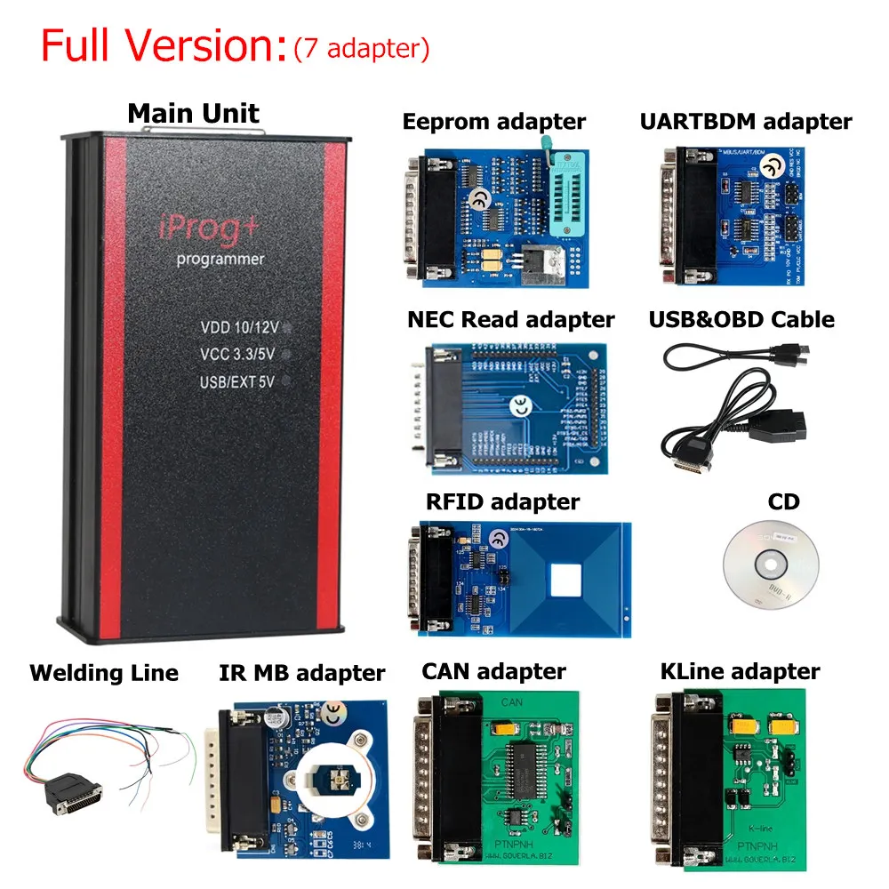Full 7adapter Новейший V80 iPROG+ Prog программист iProg поддерживает IMMO/коррекцию пробега/сброс подушки безопасности заменить Carprog/Digiprog/Tango до - Цвет: Full 7adapter