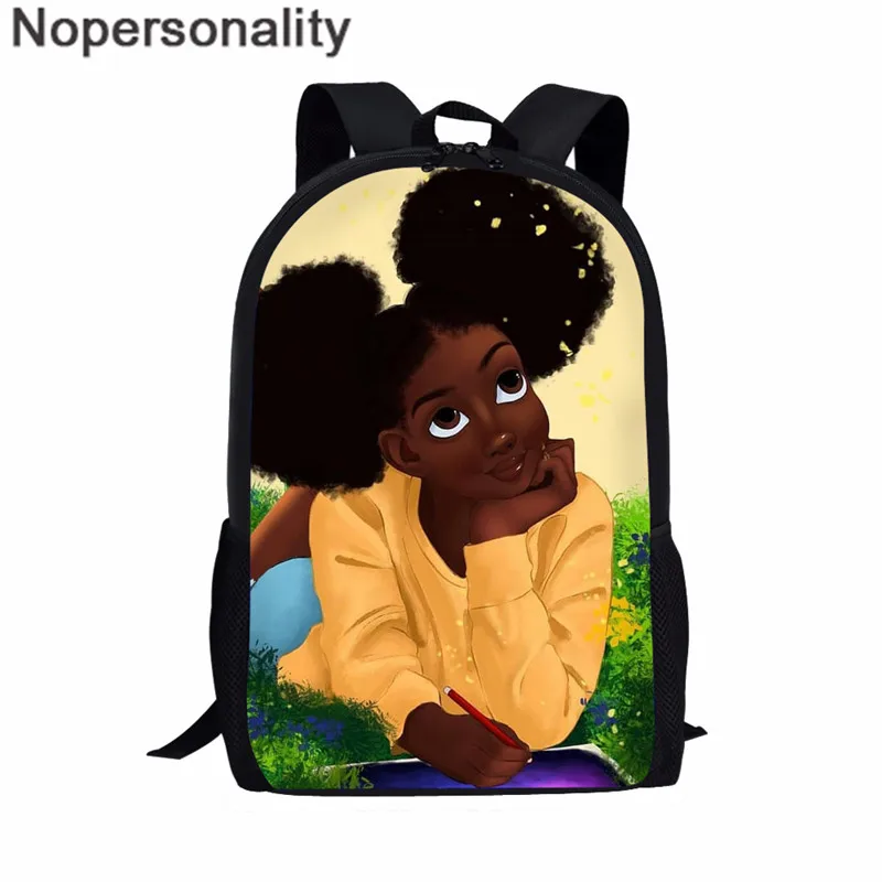 Nopersonality обратно в школу для девочек-подростков 3D африканские Черные Девушки Печать классные комплекты рюкзаков школьная сумка для книг на заказ - Цвет: Z5206C