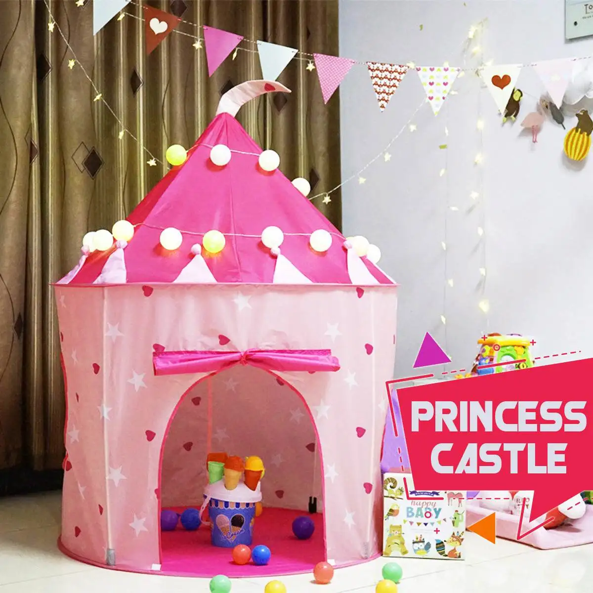 Портативная палатка принцессы принца замка 105x135 см, детская палатка, подарок на день рождения, рождественский подарок