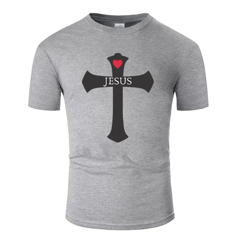 Men-Gray Модная популярная футболка i love jesus saves religion god love, Мужская Однотонная футболка из натурального хлопка в стиле хип-хоп - Цвет: Men-Gray