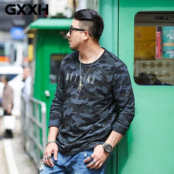

GXXH Camouflage Tshirt 2019 Spring Autumn New Oversized Mens Cotton Tee Plus Size XXL-7XL Men Big Size Tshirt for 85-140kg Men