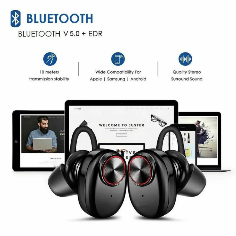 V5 мини-наушник bluetooth TWS с V5.0 EDR стерео звук беспроводной микрофон Спорт Sweatproof гарнитура громкой связи+ зарядная коробка
